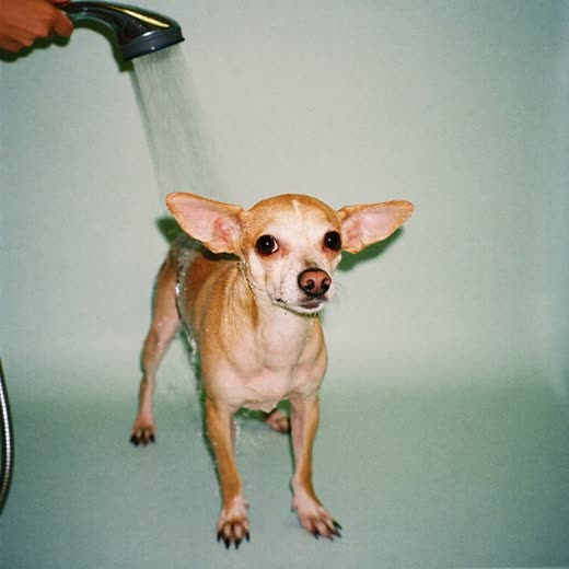 A dog being bathed