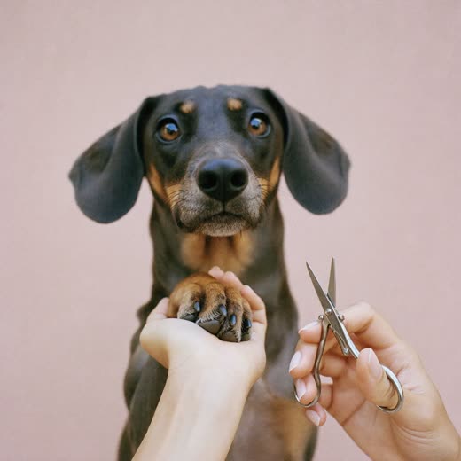 A dog's paw having its nails trimmed